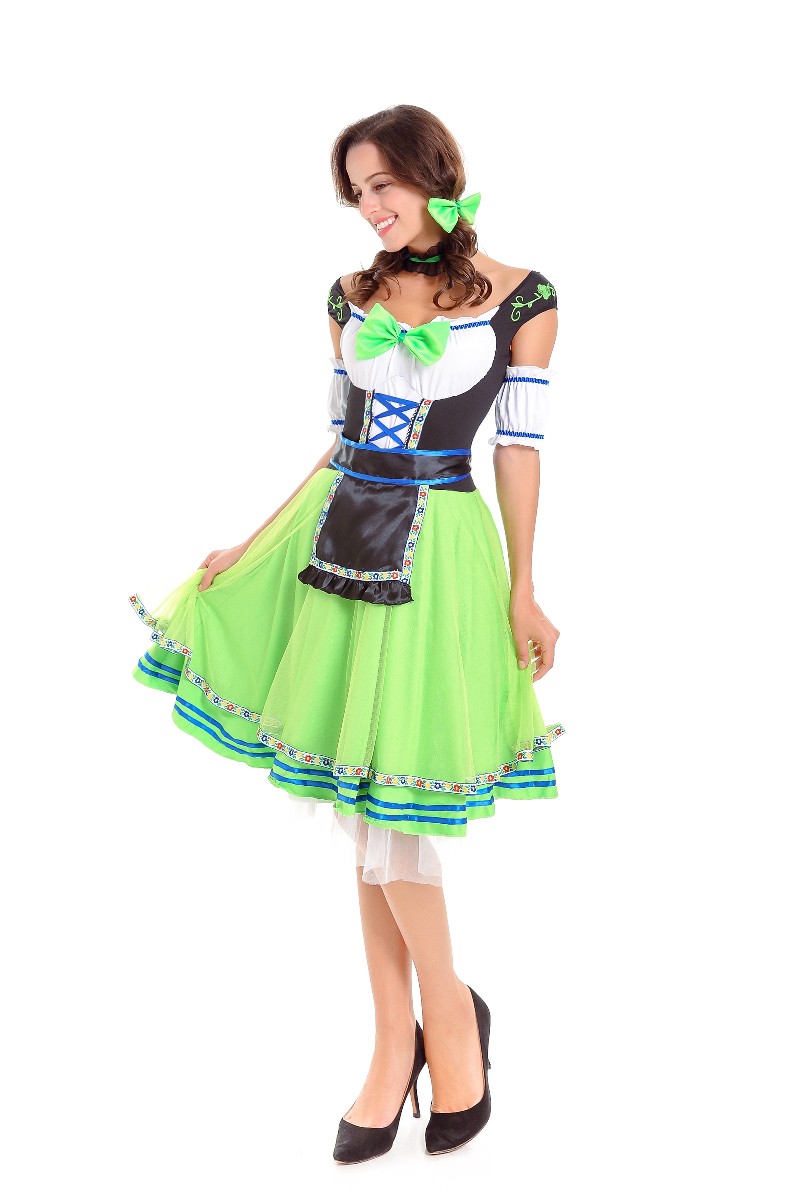 F1794-1 Green & Black Oktoberfest Beer Girl Costume Set